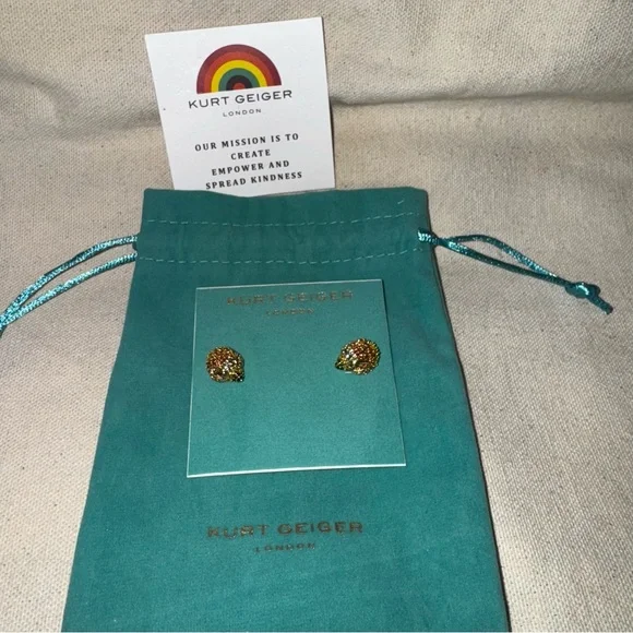 Kurt Geiger NWTB Eagle Head Crystal Encrusted & Gold Tone Post Earrings - Picture 2 of 10